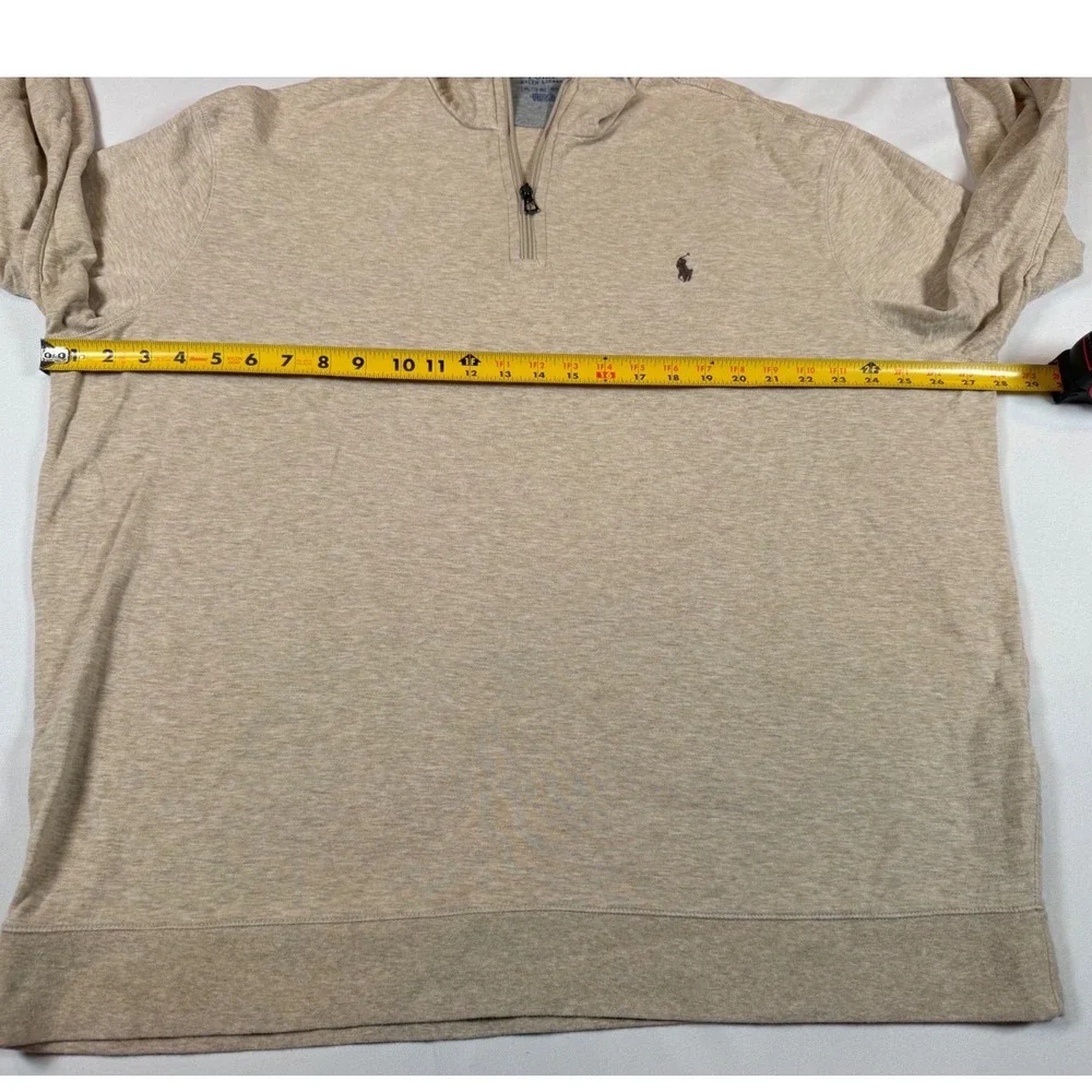 Polo Ralph Lauren Mens XXL Tan Heather Quarter Zip‎ Pullover Sweater Long Sleeve